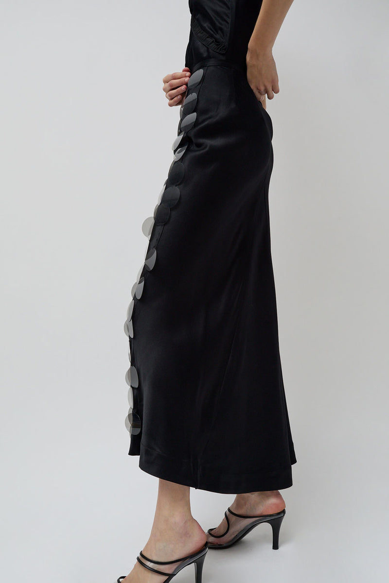 INSHADE Long Sequin Skirt in Black