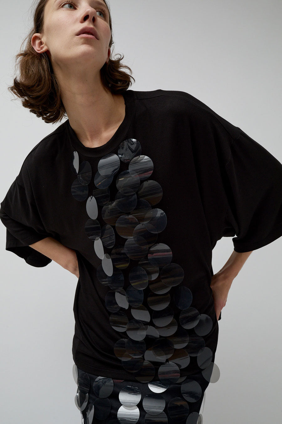 INSHADE Oversized T-Shirt with Sequins in Black