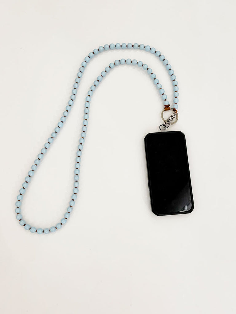 Ina Seifart Handykette Phone Necklace in Pastel Blue and Mocca