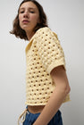 Les Coyotes de Paris Knitted Short Sleeve Polo in Eggshell