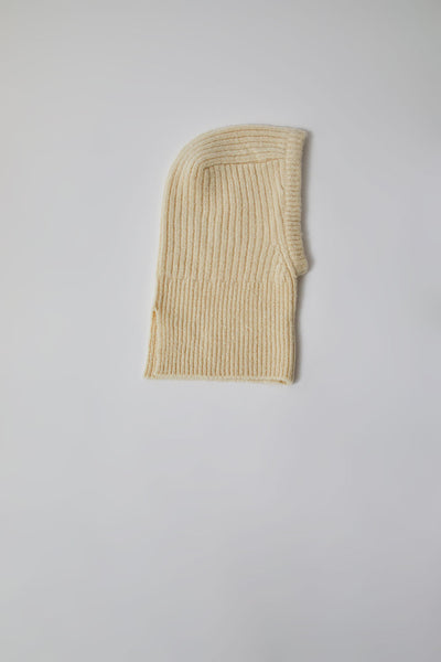 Mijeong Park Ribbed Knit Balaclava in Cream