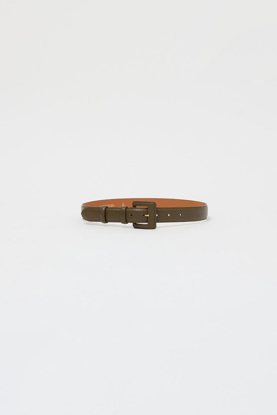Maison Boinet Covered Buckle Leather Belt in Truffle