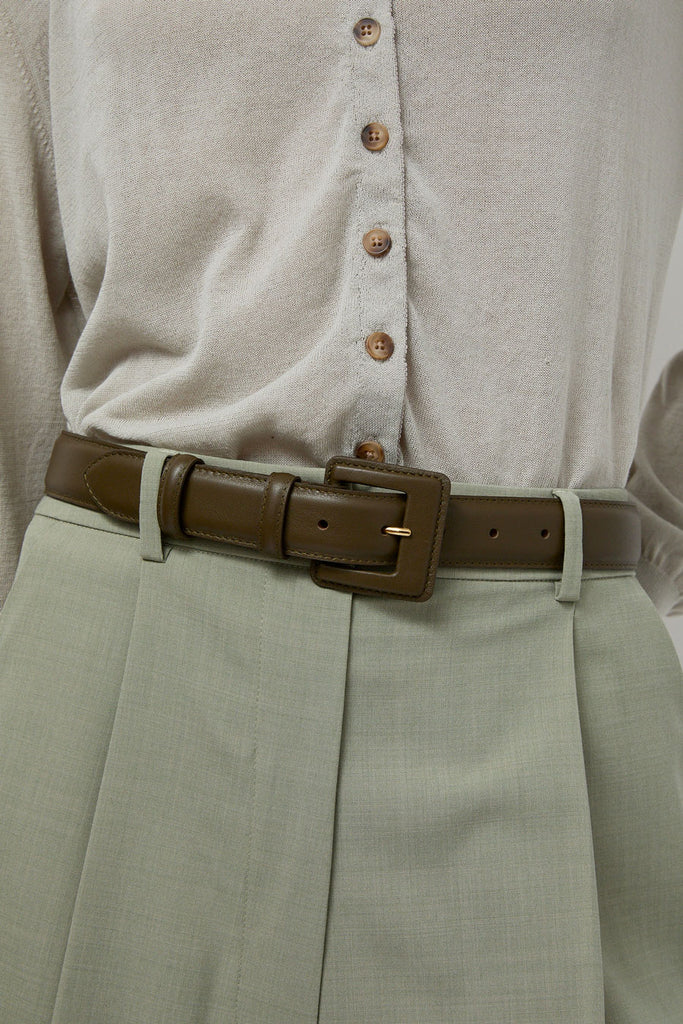 Maison Boinet Covered Buckle Leather Belt in Truffle – No.6