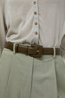 Maison Boinet Covered Buckle Leather Belt in Truffle