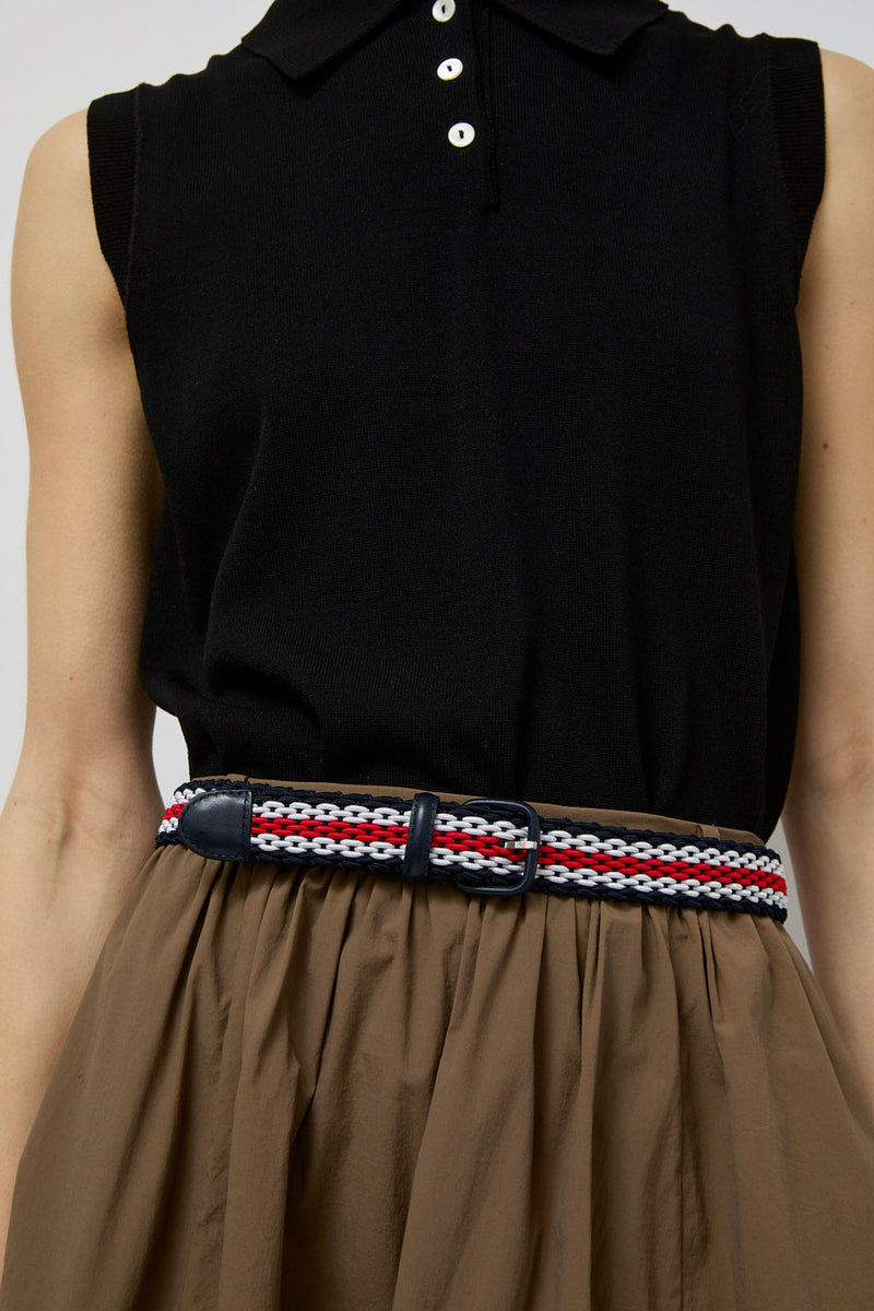 Maison Boinet Hand Braided Belt in Black White and Red