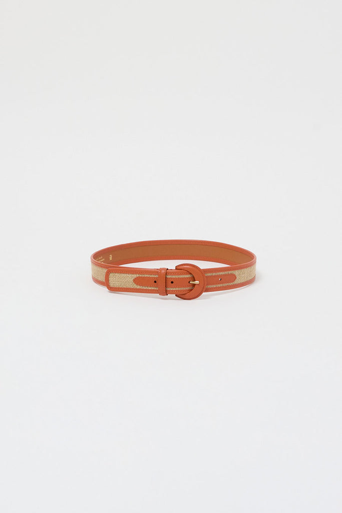 小物 MAISON BOINET/13mm belt in nappa leather Maison Boinet Nappa and Linen Belt in Beige and Ochre – No.6