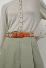 Maison Boinet Nappa and Linen Belt in Beige and Ochre
