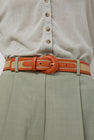 Maison Boinet Nappa and Linen Belt in Beige and Ochre
