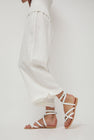 Maria Farro Delphi Sandal in White with Natural Sole