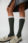 Maria La Rosa Knee High Banded Wool Socks in Olive