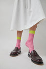 Maria La Rosa Neon Tipped Mid Calf Socks in Pink