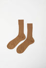 Maria La Rosa Ribbed Mid Calf Bio Cotton Socks in Sand