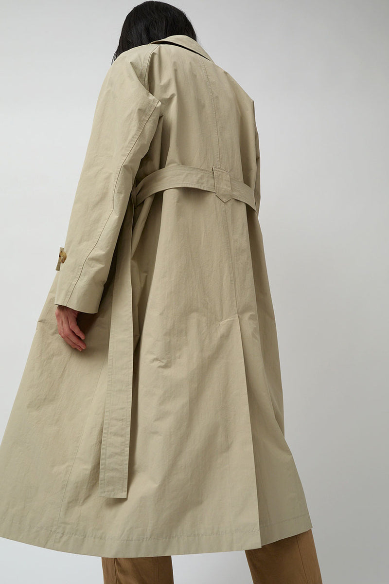 Mijeong Park Cotton Blend Long Trench in Stone