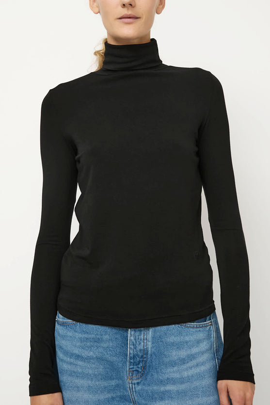 Mijeong Park Roll Neck Jersey Top in Black