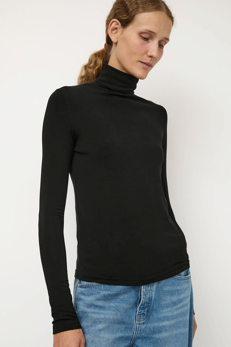 Mijeong Park Roll Neck Jersey Top in Black