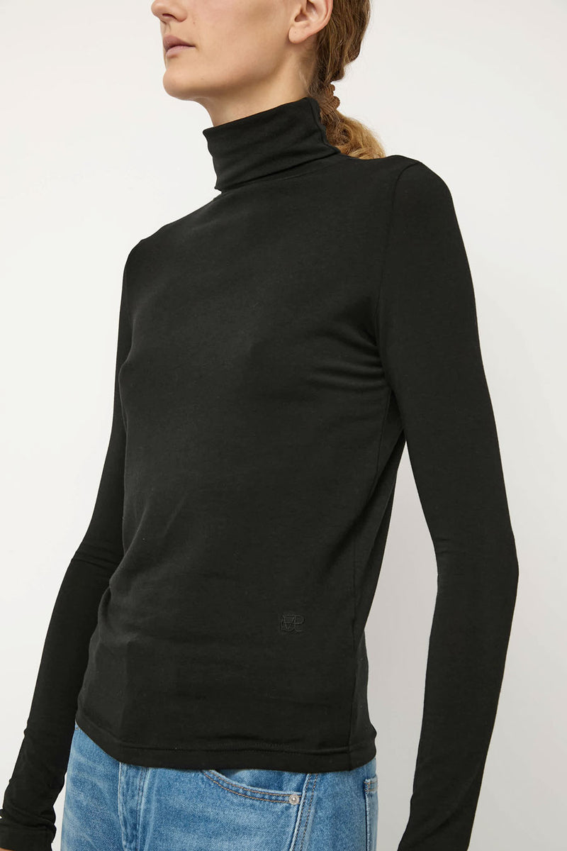 Mijeong Park Roll Neck Jersey Top in Black