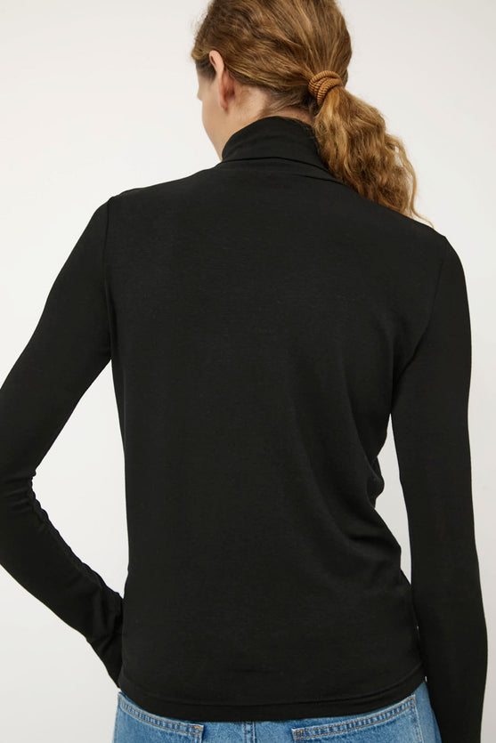 Mijeong Park Roll Neck Jersey Top in Black