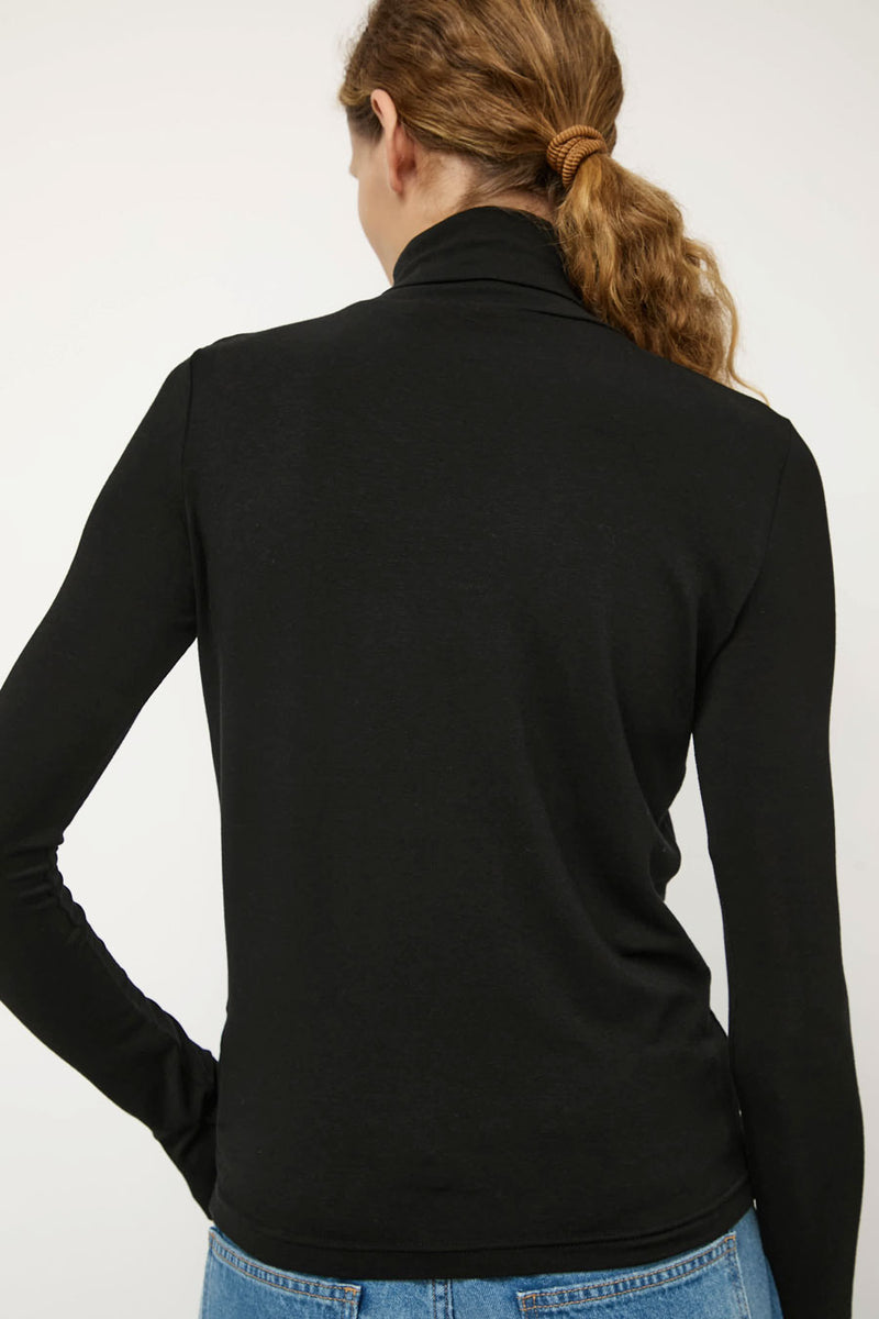 Mijeong Park Roll Neck Jersey Top in Black