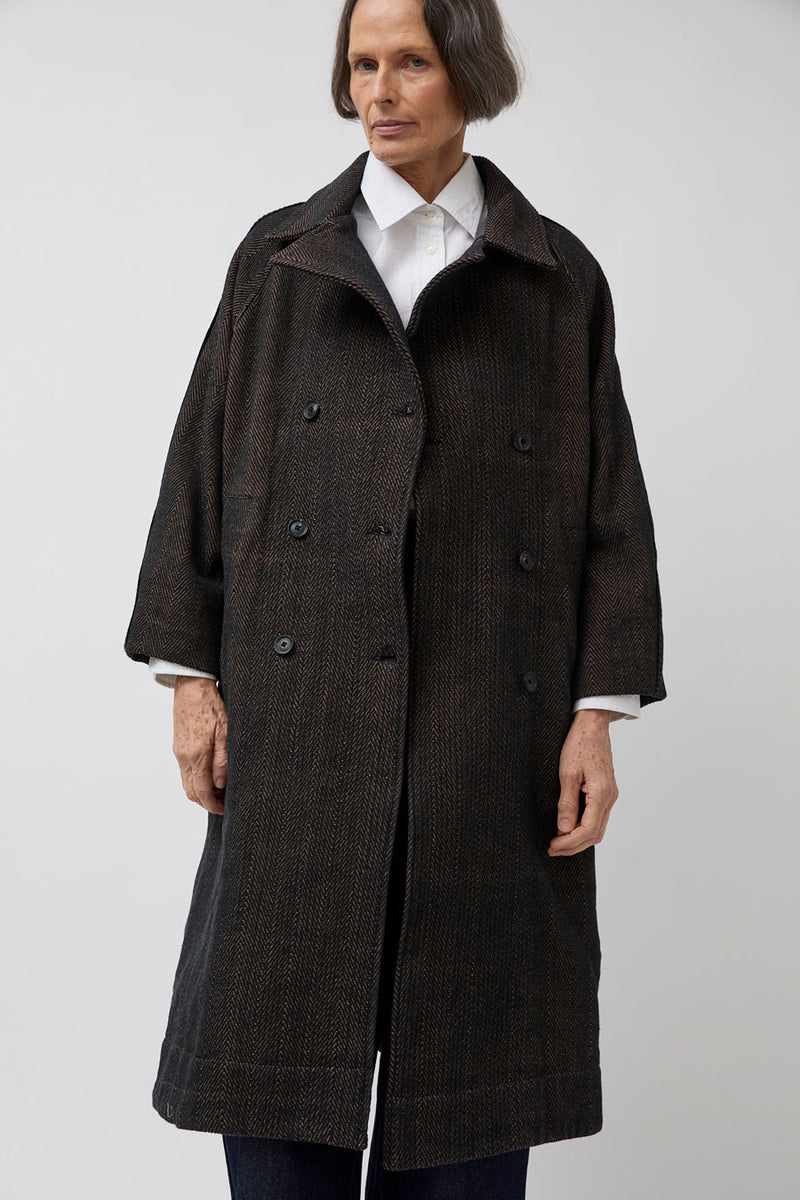 NYMANE Vasa Coat in Handwoven Herringbone