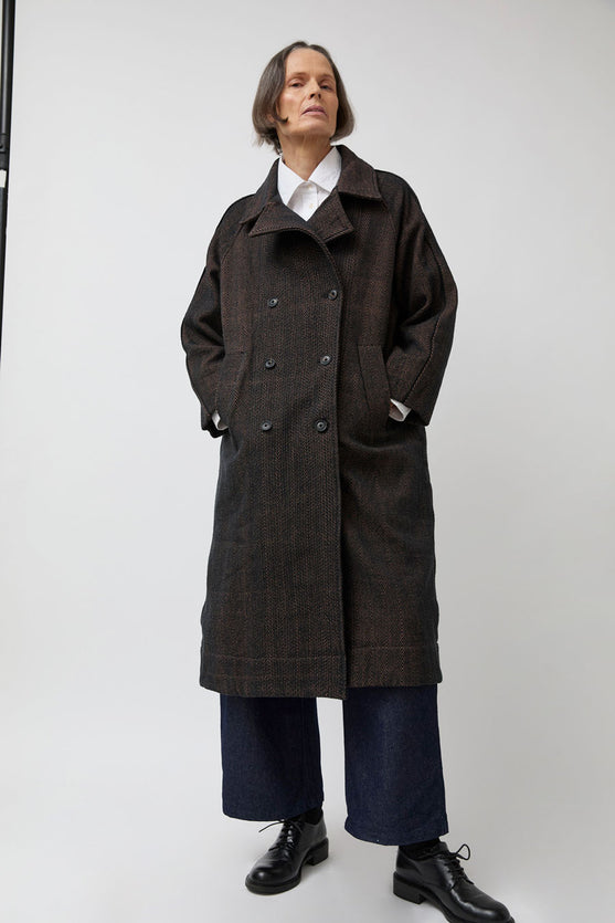 NYMANE Vasa Coat in Handwoven Herringbone