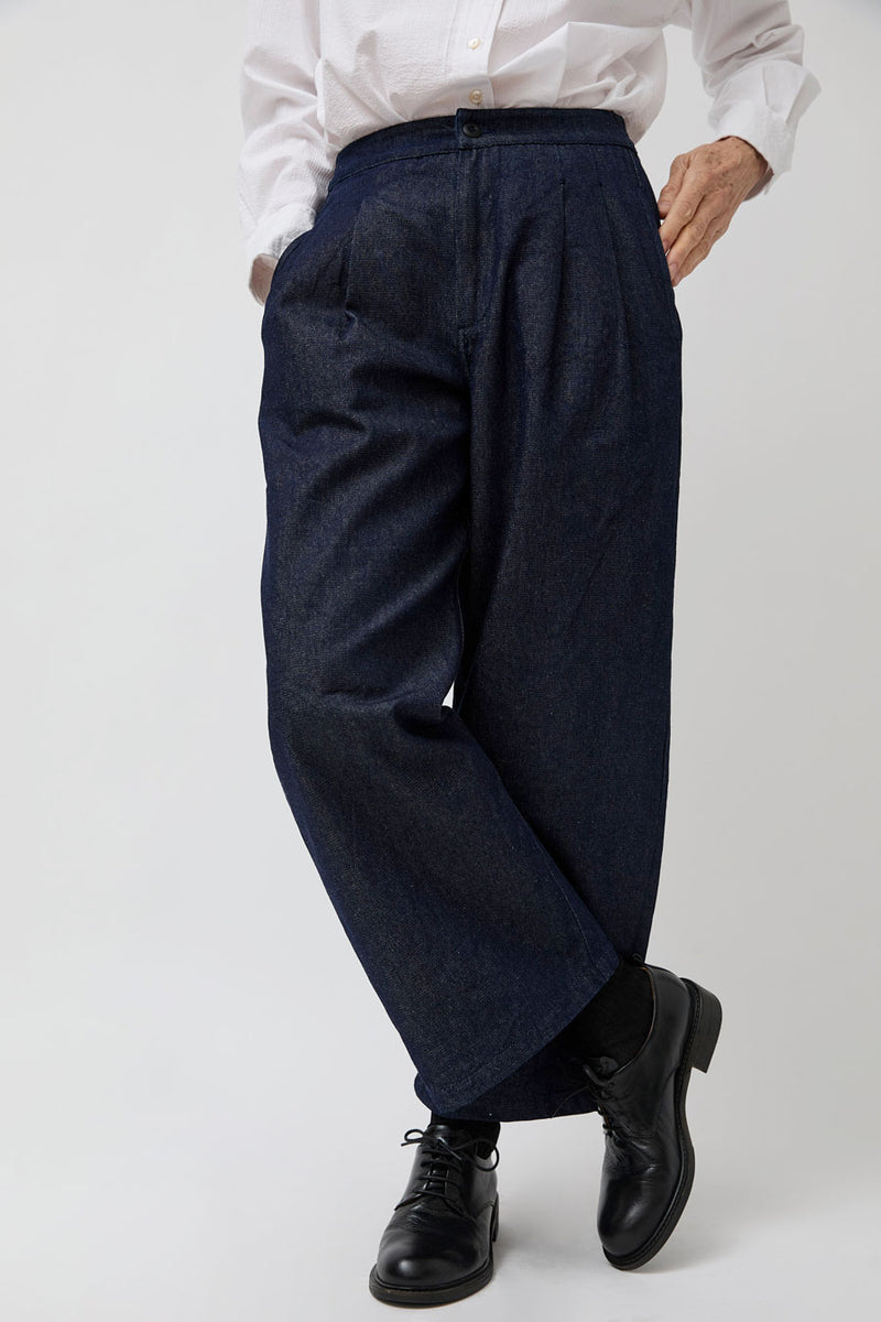 NYMANE Wes Pleated Pant in Indigo