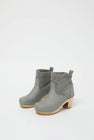 No.6 5" Pull on Shearling Clog Boot on High Heel in Storm and Light Grey