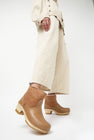 No.6 5" Pull on Shearling Clog Boot on Mid Heel in Natural and Khaki