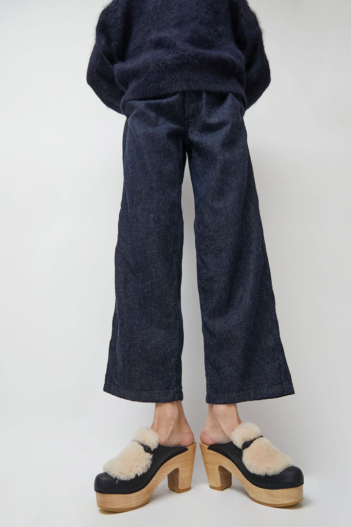 No.6 Billie Fur Clog on Platform in Indigo and Bone – No.6 Store