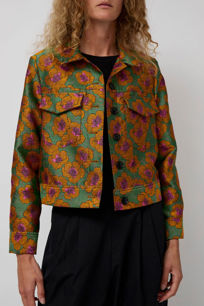 acka flower jacquard jacket（brown） No.6 Claudia Jacket in Floral Jacquard – No.6 Store