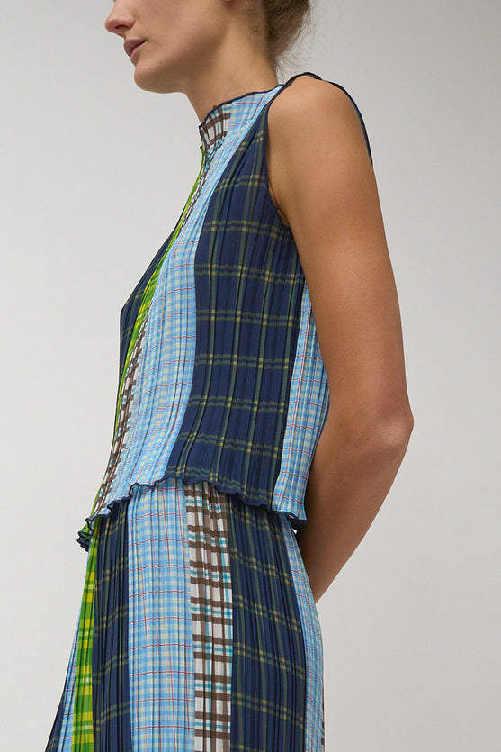 No.6 Erin Top in Blue Plaid Combo