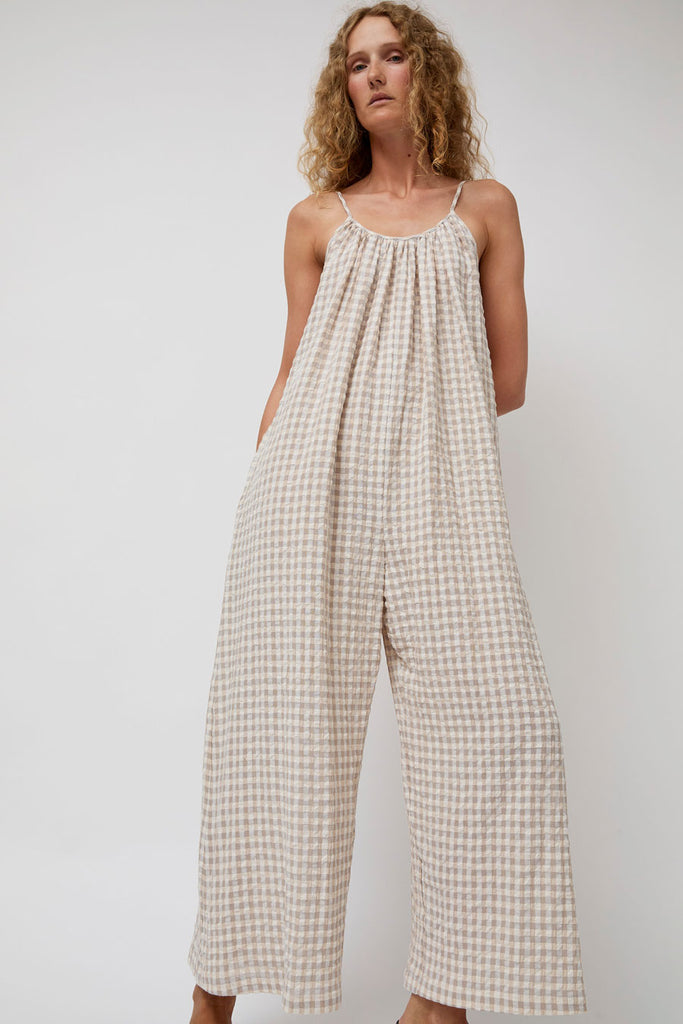 No.6 Eve Jumpsuit in Cement and Cream Summer Check – No.6 Store