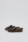 No.6 Leah Clog on Mid Wedge in Black Cherry on Cocoa Base