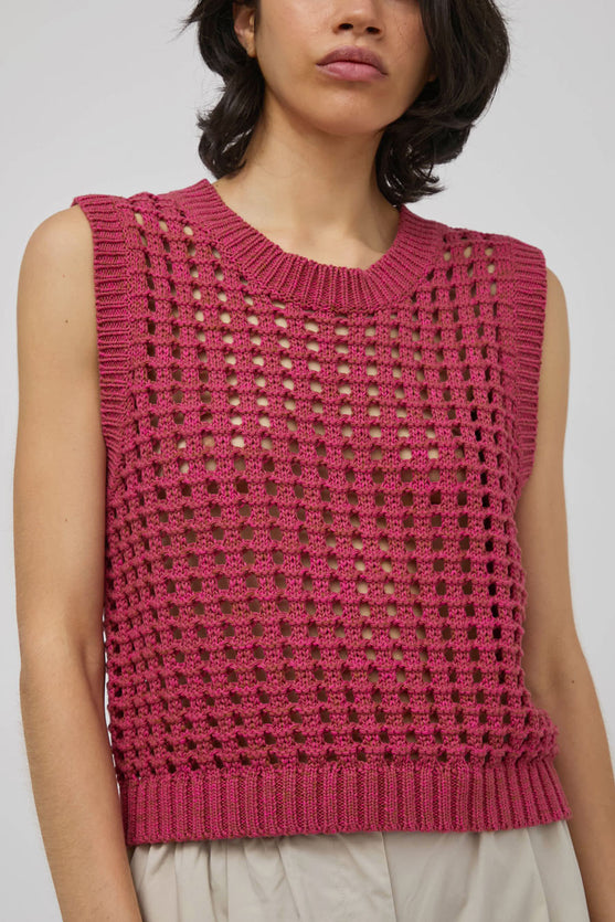 No.6 Reed Tank in Pink and Brown