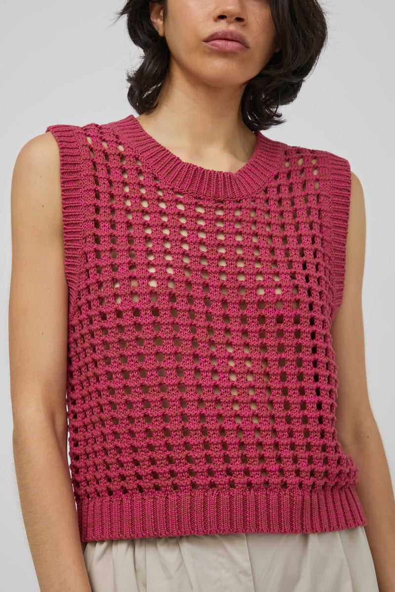 No.6 Reed Tank in Pink and Brown