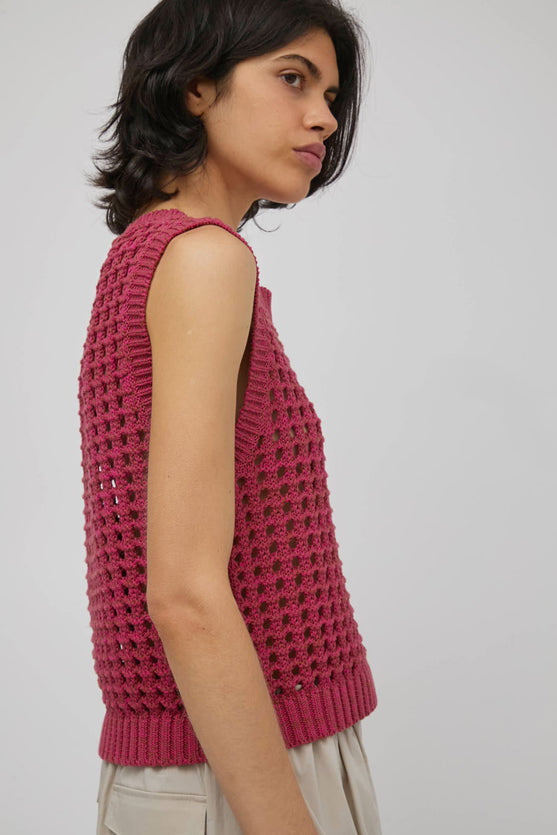No.6 Reed Tank in Pink and Brown