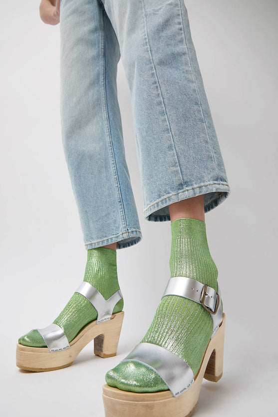 No.6 Two Strap Clog on Platform in Silver