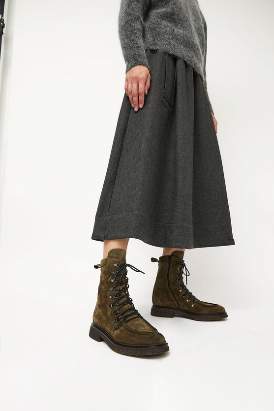 No.6 U Seam Lace Up Boots on Crepe Sole in Bosco