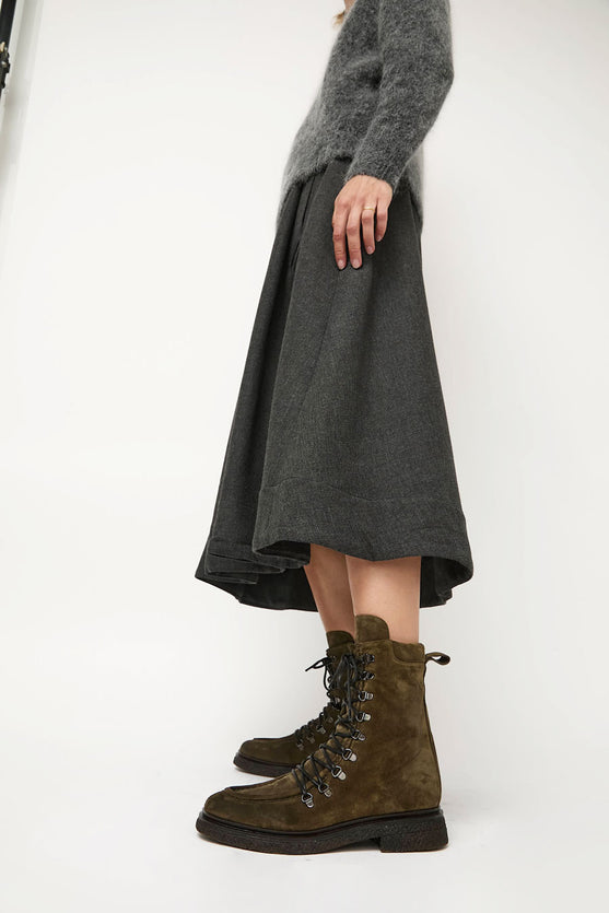 No.6 U Seam Lace Up Boots on Crepe Sole in Bosco