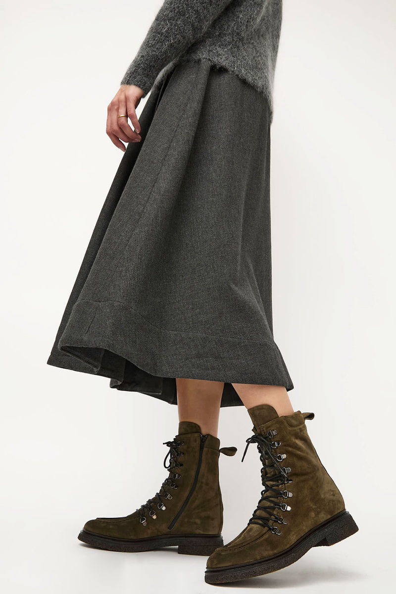 No.6 U Seam Lace Up Boots on Crepe Sole in Bosco