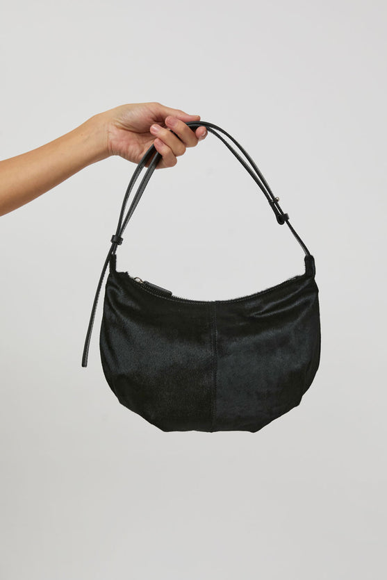 Nothing Written Calf Hair Shoulder Mini Bag in Furry Black