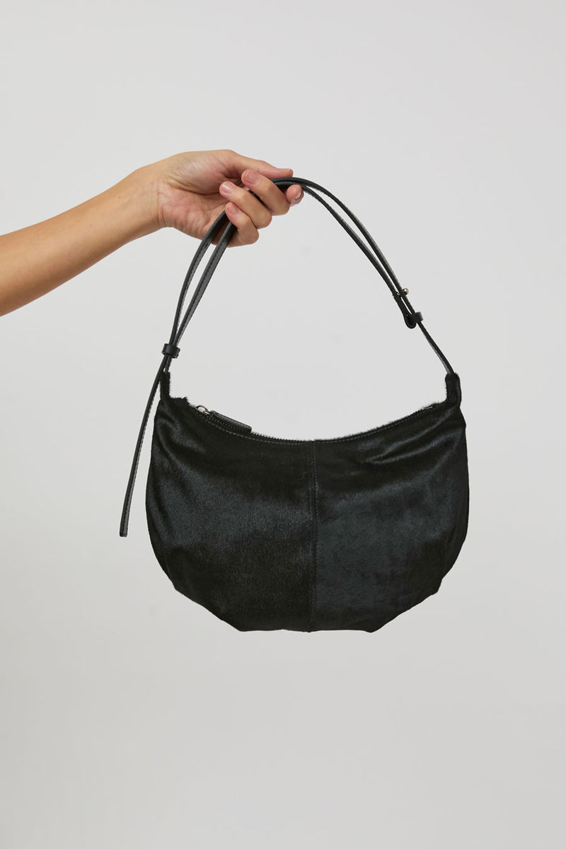 Nothing Written Calf Hair Shoulder Mini Bag in Furry Black