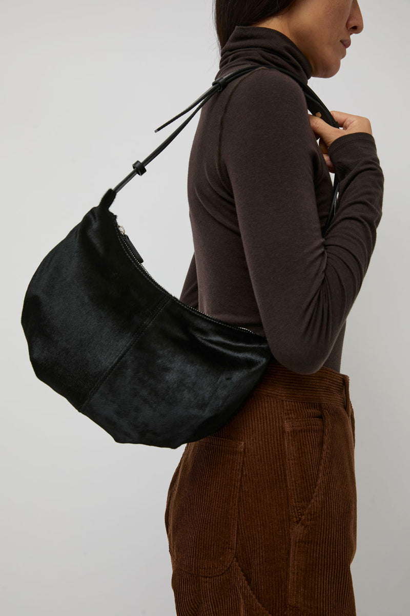 Nothing Written Calf Hair Shoulder Mini Bag in Furry Black