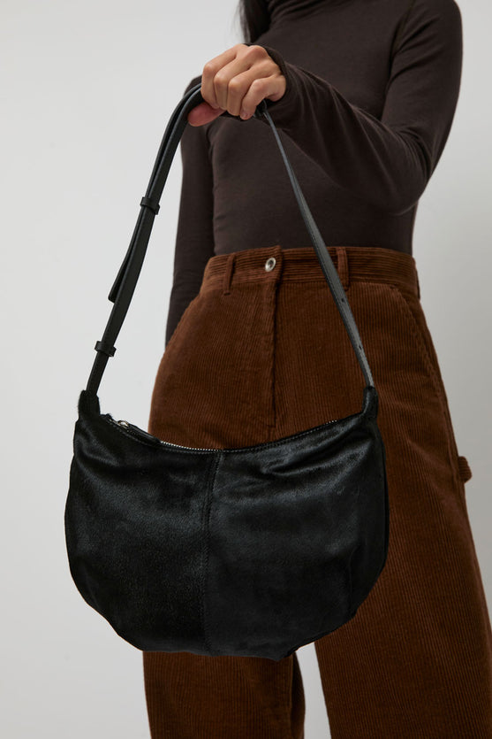 Nothing Written Calf Hair Shoulder Mini Bag in Furry Black