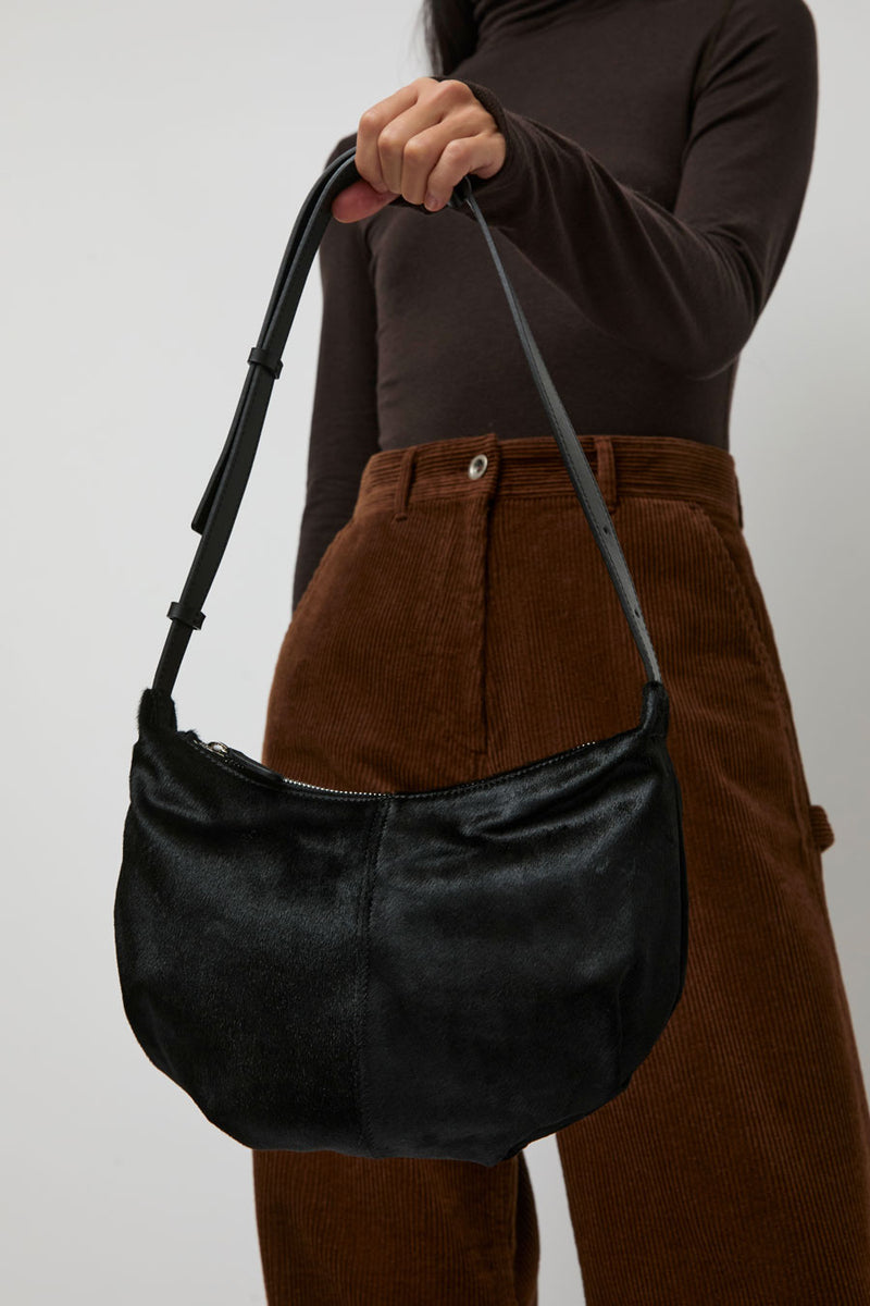 Nothing Written Calf Hair Shoulder Mini Bag in Furry Black