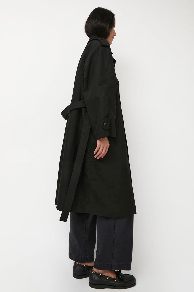 Nothing Written Oversized Double-Breasted Trench in Black