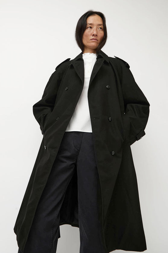 Nothing Written Oversized Double-Breasted Trench in Black