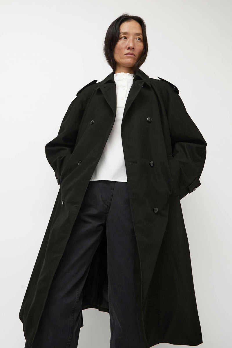 Nothing Written Oversized Double-Breasted Trench in Black