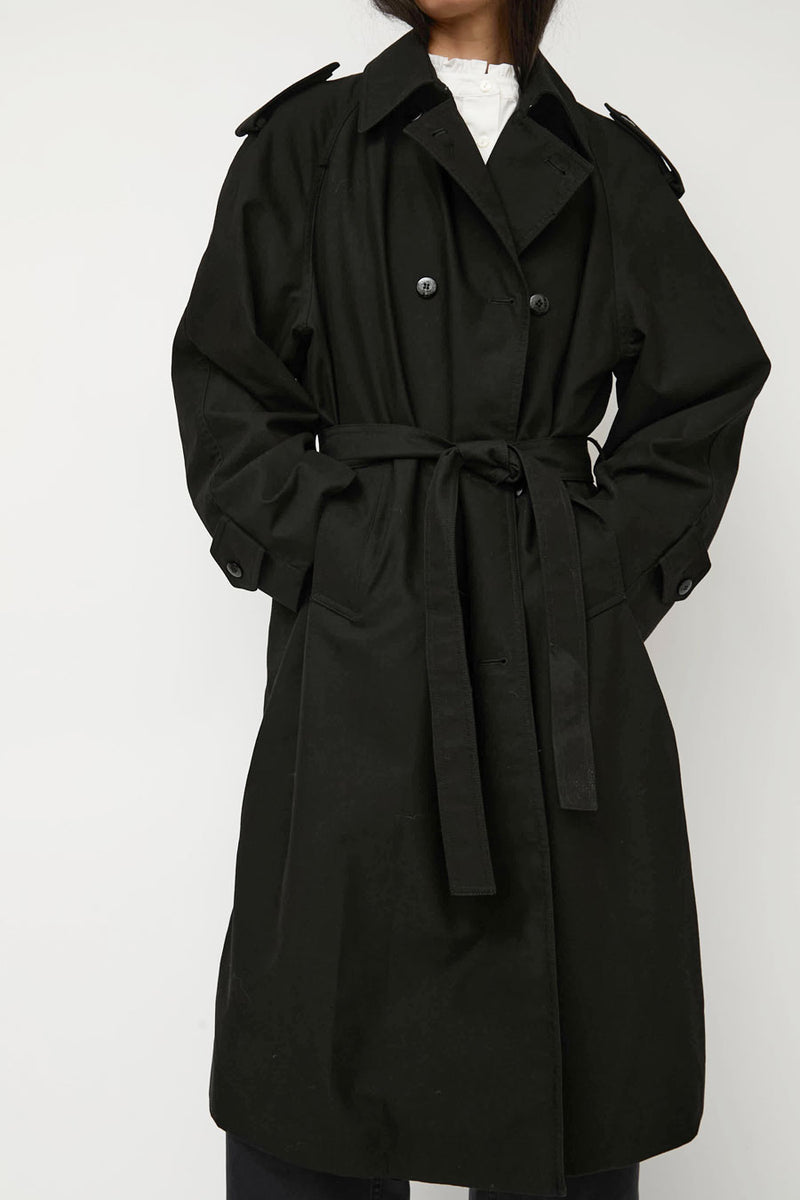 Nothing Written Oversized Double-Breasted Trench in Black