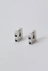 Numbering Square One Touch Earring with CZ Medium in Black