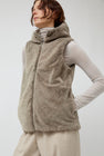 Pret Pour Partir Reversible Gilet in Beige Faux Fur and Taupe